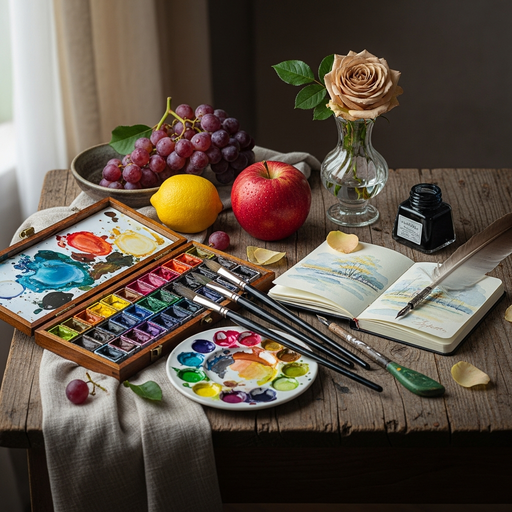 Natura morta dipinta con tecnica classica